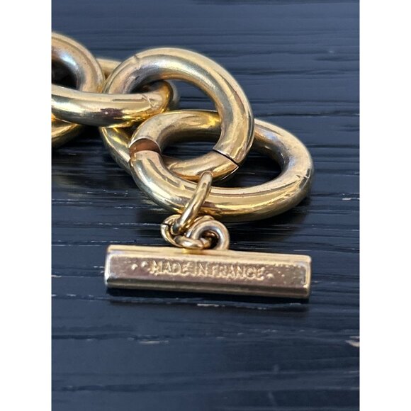 Guerlain Paris Chunky Chain Bracelet W Perfume Bottle Charm Made in France Heavy - Picture 4 of 10
